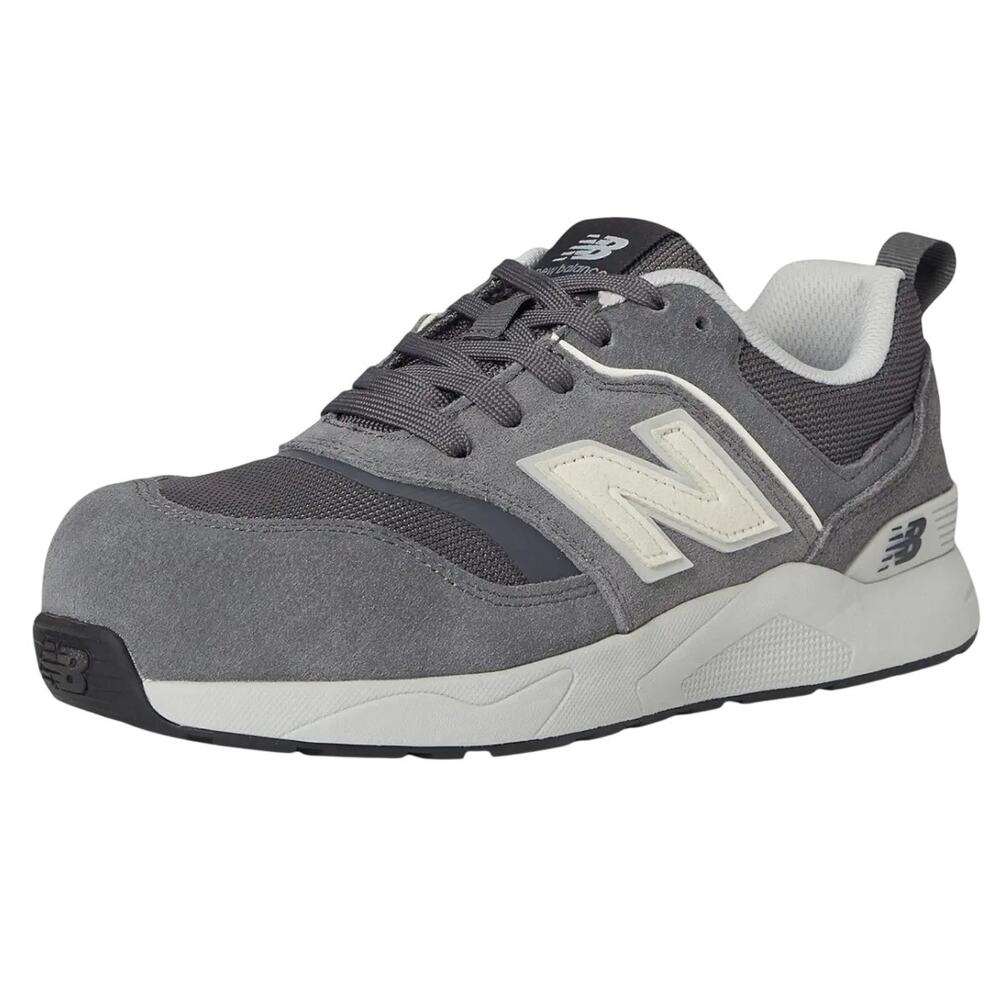 New Balance Men Work Elite Lite Composite Toe Sneakers US 8 Wide Grey Suede EUC